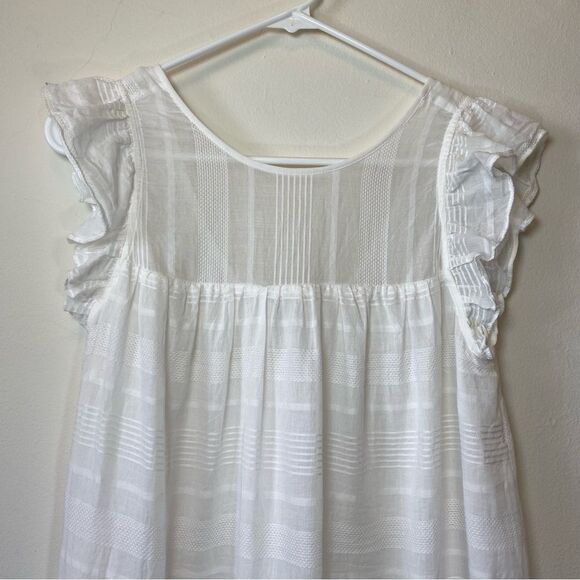 REBECCA MINKOFF Rose Flutter Sleeve Babydoll Lace Mini Dress White Sz Small - Picture 4 of 14